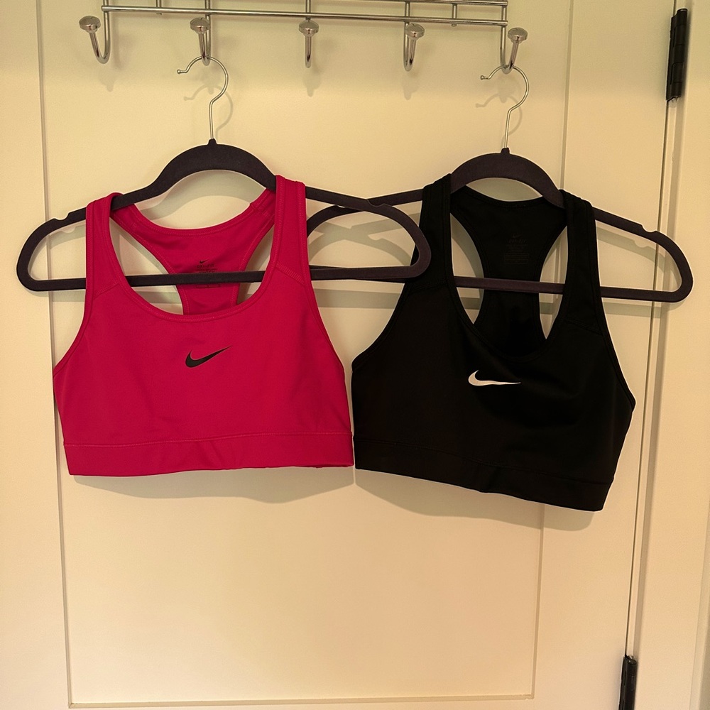 2 Nike Dri-Fit Sports Bras - Black and Pink - size L